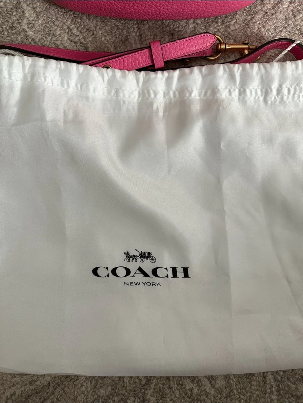Coach Pink Pebble Leather Turnlock Crossbody with Mint-Trim Strap